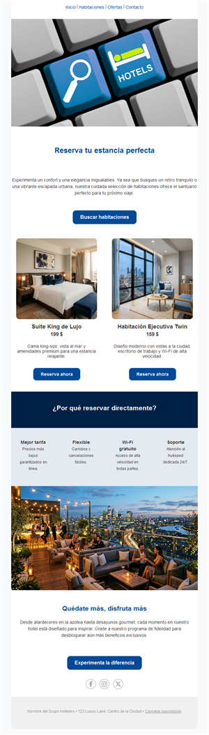 Email de reserva directa de hotel