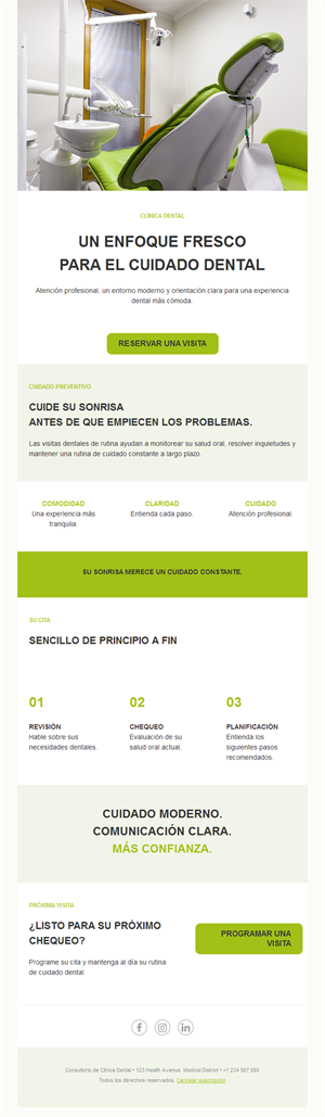 Email verde lima de clínica dental