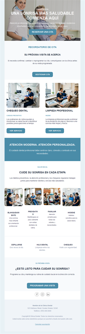 Email de recordatorio de cita dental