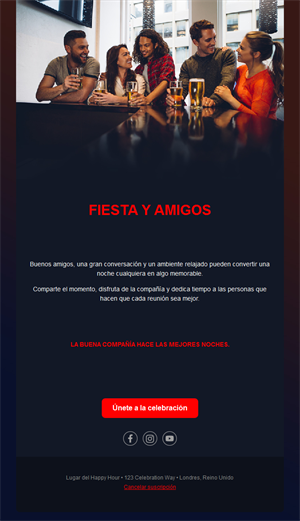 Plantilla de email de noche de bar con amigos