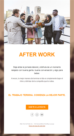 Plantilla de email para afterwork en terraza