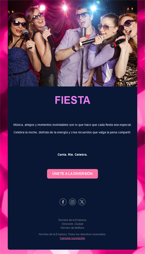 Plantilla de email para noche de karaoke y música
