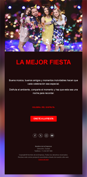 Plantilla de email para invitar a una fiesta