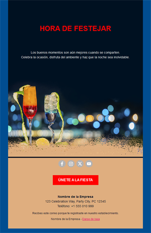 Invitación por email a una fiesta de cócteles