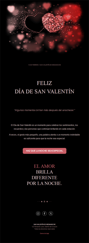 Email nocturno de San Valentín