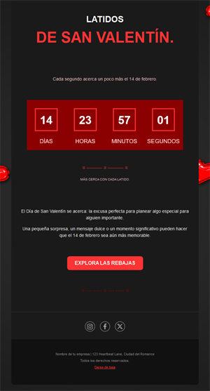 Email negro de rebajas de San Valentín