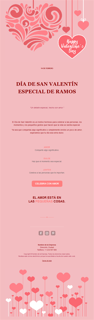 Email de ramos de flores de San Valentín