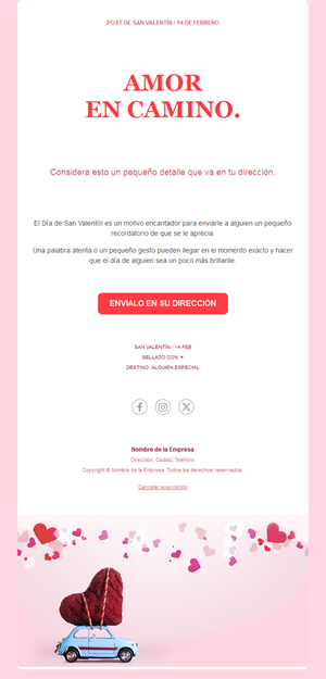 Email de San Valentín: amor en camino
