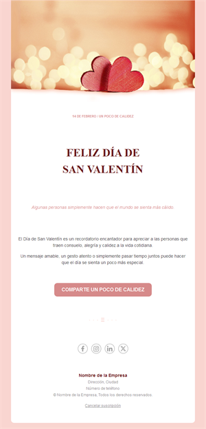 Email cálido de San Valentín