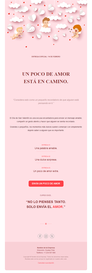 Email de San Valentín con cupidos