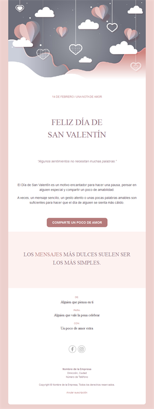 Email gris y rosa de nota de amor