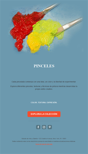 Email de colección de pinturas y pinceles