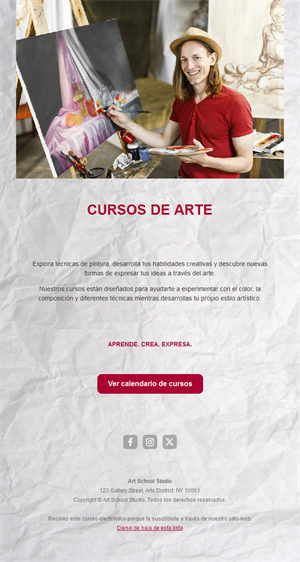 Plantilla de email para cursos de pintura