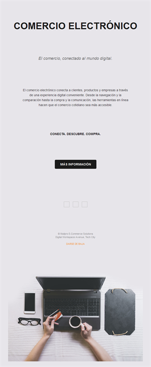 Email minimalista de ecommerce con portátil