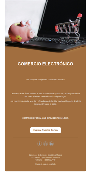 Email marrón de compras inteligentes