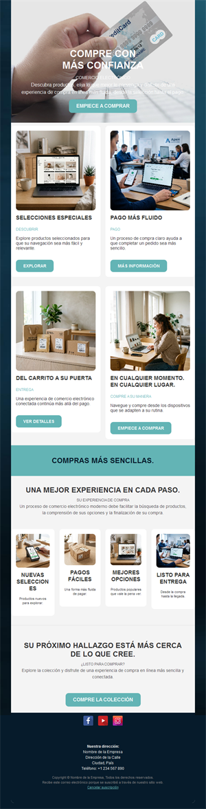 Newsletter verde azulado de ecommerce