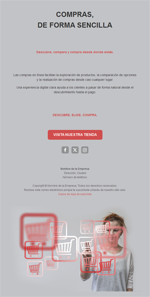 Email gris de compras fáciles