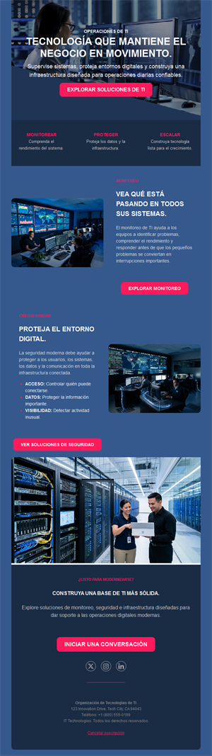 Newsletter de operaciones y monitorización TI