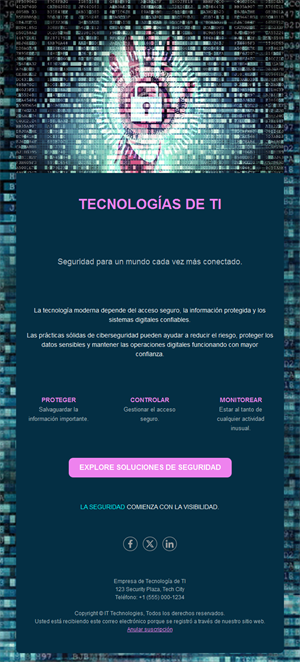 Email de soluciones de ciberseguridad