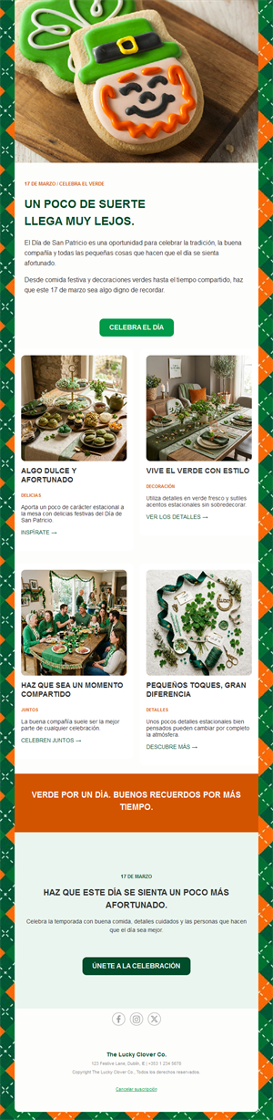Newsletter de ideas para la fiesta de San Patricio