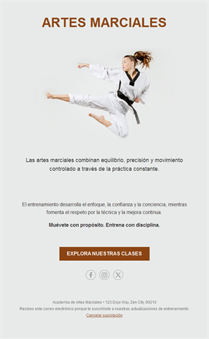 Email de clases de taekwondo