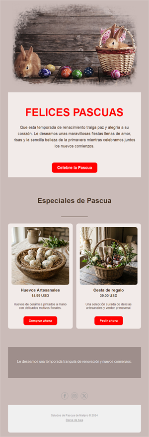 Email rústico de ofertas de Pascua