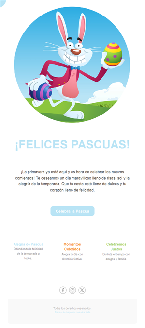 Email divertido con conejo de Pascua animado