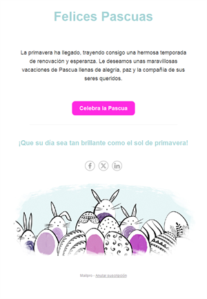 Email minimalista de felicitación de Pascua
