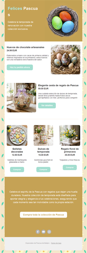 Email dorado de colección de Pascua