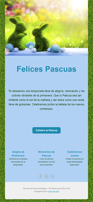 Email de felicitación con conejitos de Pascua