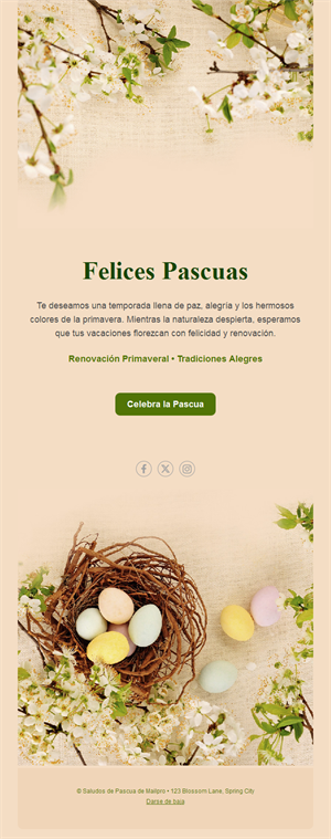 Email de Felices Pascuas con flores de primavera