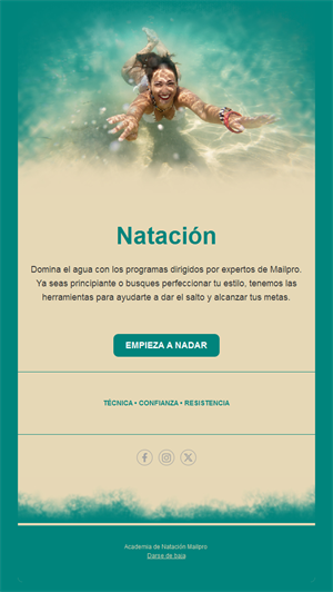 Email de academia de natación
