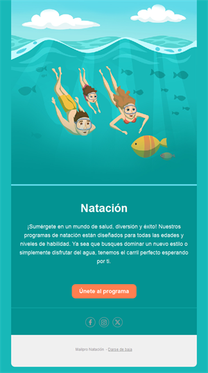 Email de programa de natación submarina