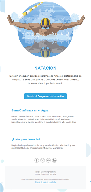 Email de programas de escuela de natación