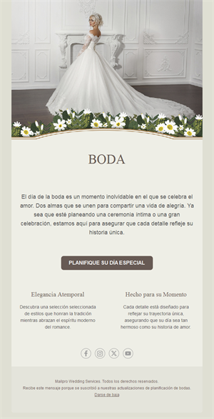 Email de organizador de bodas