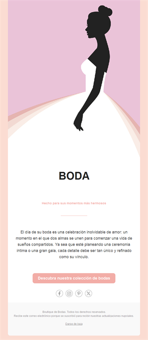 Email de tienda de novias