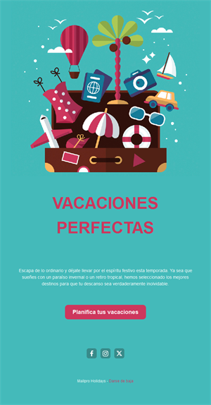 Email de agencia de viajes para vacaciones
