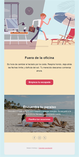 Email de fuera de la oficina por vacaciones