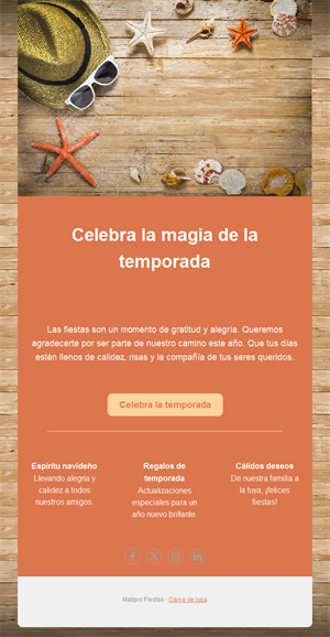 Email de felicitación de temporada a clientes