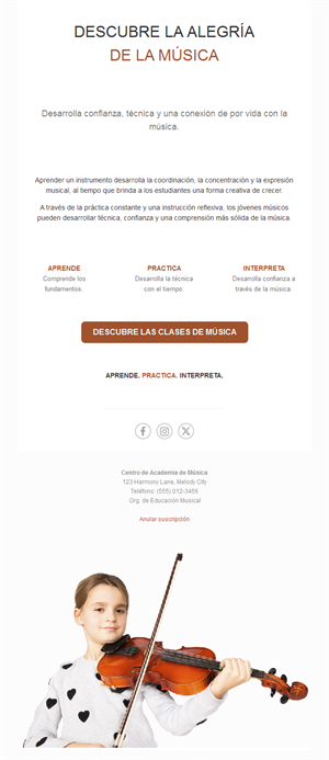 Email de clases de escuela de música